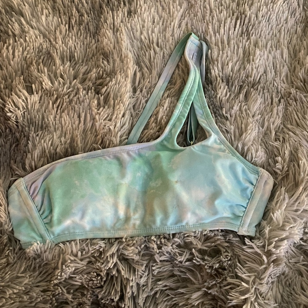 One shoulder tie dye bikini top